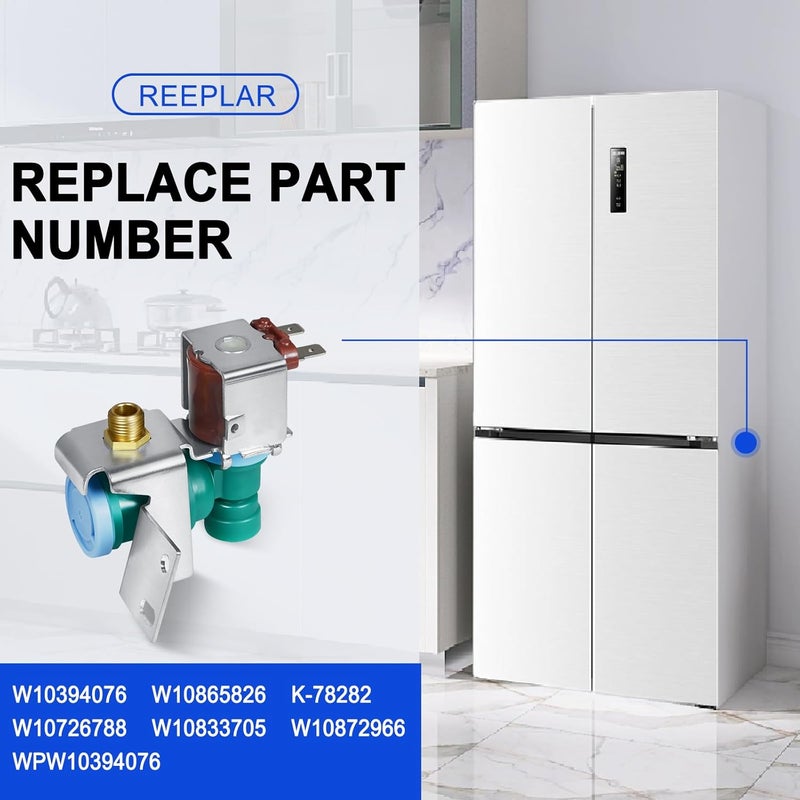 REEPLAR W10394076 W10865826 Refrigerator Water Inlet Valve Compatible with Whirlpool, Kitchen-Aid Refrigerator, Replacement for K-78282 W10726788 W10833705 W10872966 WPW10394076 - Image 3